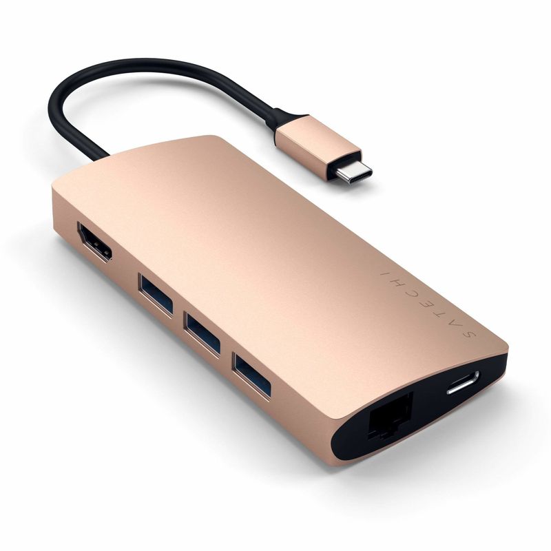 Satechi-ST-TCMA2G-Notebook-Dockingstation---Portreplikator-Verkabelt-Thunderbolt-3-Gold--ST-TCMA2G-