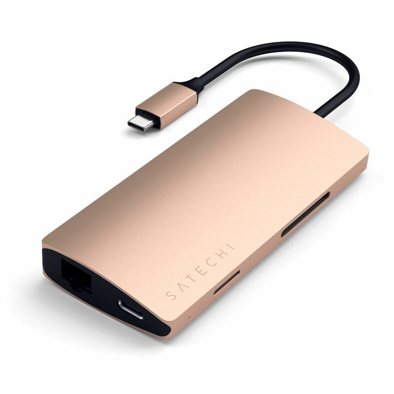 Satechi-ST-TCMA2G-Notebook-Dockingstation---Portreplikator-Verkabelt-Thunderbolt-3-Gold--ST-TCMA2G-