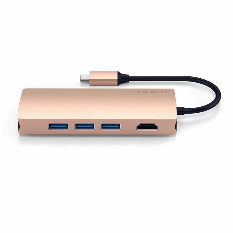 Satechi-ST-TCMA2G-Notebook-Dockingstation---Portreplikator-Verkabelt-Thunderbolt-3-Gold--ST-TCMA2G-