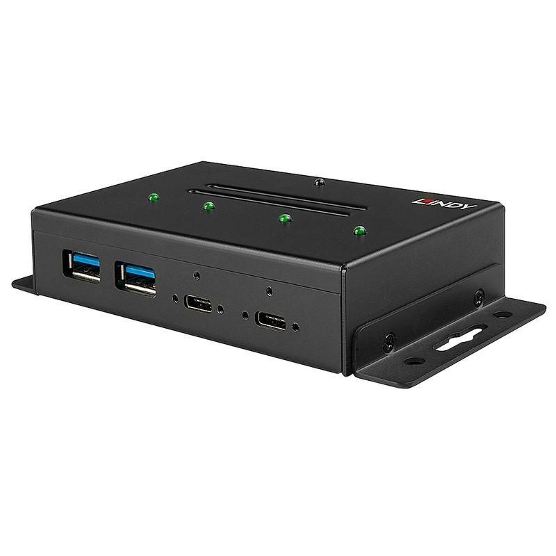 Lindy-43094-hub-di-interfaccia-USB-3.2-Gen-2-3.1-Gen-2-Type-C-10000-Mbit-s-Nero--4-Port-Usb-3.1-Gen-2-Type-C---Metal-Hub