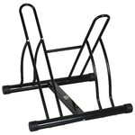 HOMCOM Rastrelliera da Terra per 2 Biciclette con Pneumatici fino 6.5 cm, Telaio Orientabile in Acciaio Nero, 60x54x57cm