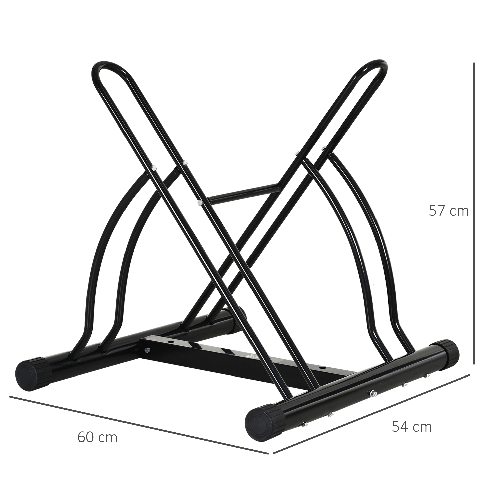 HOMCOM-Rastrelliera-da-Terra-per-2-Biciclette-con-Pneumatici-fino-6.5-cm-Telaio-Orientabile-in-Acciaio-Nero-60x54x57cm