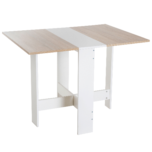 HOMCOM-Tavolo-da-Pranzo-Allungabile-Tavolo-Pieghevole-in-Legno-103×76×73.5cm-Rovere-Bianco