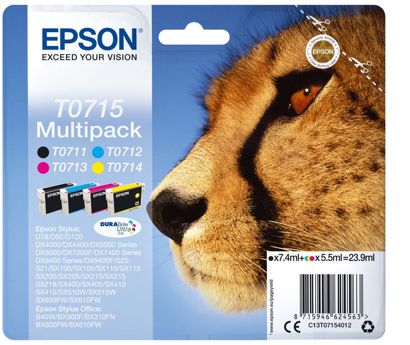 ORIGINALE-Epson-Multipack-nero---ciano---magenta---giallo-C13T07154012-T0715-4-cartucce--T0711---T0712---T0713---T0714