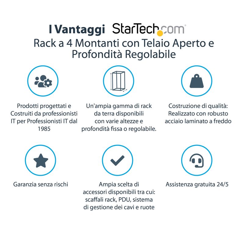 StarTech.com-Armadio-Server-Rack-con-4-staffe-a-Telaio-Aperto-12U-con-profondita--regolabile-da-59-104cm---Rack-per-apparecchiature-di-rete-con-rotelle-livellatori-e-gestione-dei-cavi--4POSTRACK12U-