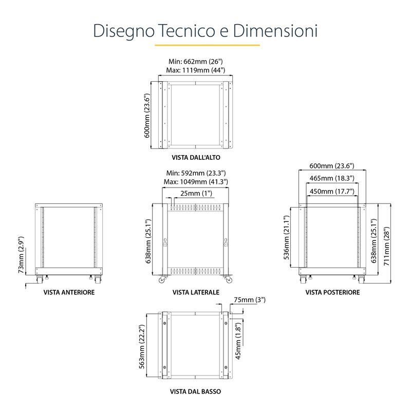 StarTech.com-Armadio-Server-Rack-con-4-staffe-a-Telaio-Aperto-12U-con-profondita--regolabile-da-59-104cm---Rack-per-apparecchiature-di-rete-con-rotelle-livellatori-e-gestione-dei-cavi--4POSTRACK12U-