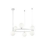 Lampadario-Contemporaneo-Ring-Metallo-Bianco-6-Luci-E-Diffusori-Bianchi