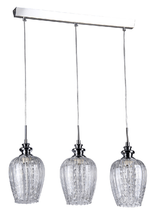 Lampadario-Contemporaneo-Blues-Metallo-Nichel-3-Luci-Diffusori-Vetro-Trasparente