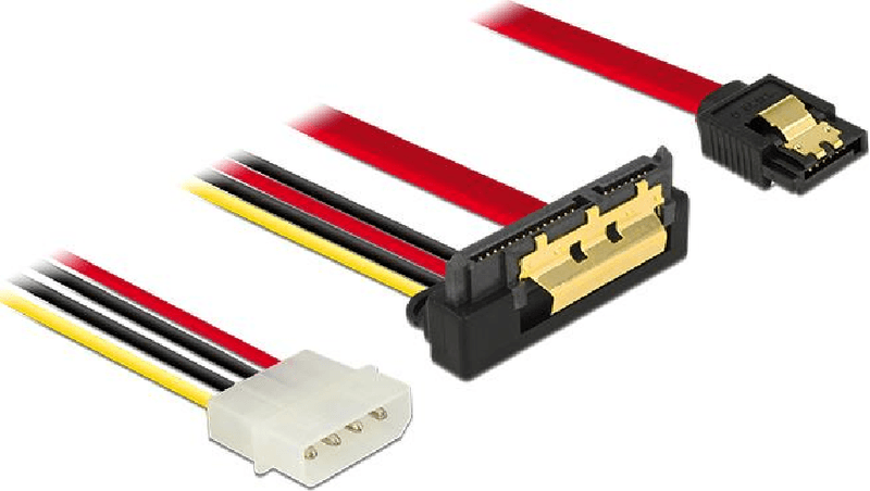 DeLOCK---SATA-Kabel---Serial-ATA-150-300-600---interne-Stromversorgung-4-polig-SATA-gerade-bis-SATA-Combo--R--nach-unt