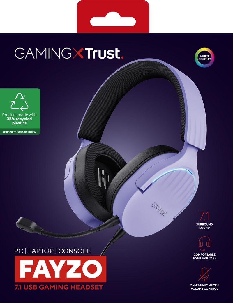 Trust-GXT-490P-FAYZO-Auricolare-Cablato-A-Padiglione-Giocare-USB-tipo-A-Nero-Viola