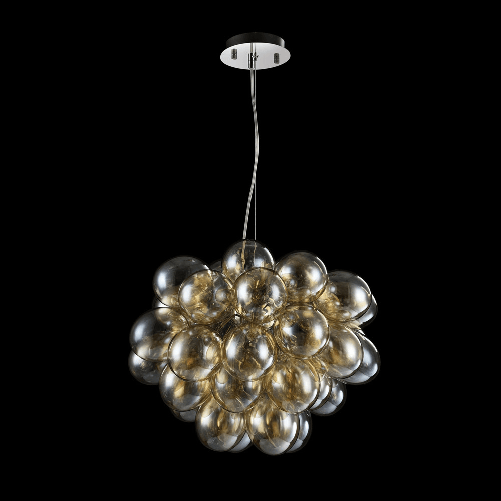 Lampadario-Contemporaneo-Baldo-Metallo-Nichel-8-Luci-Diffusori-Cognac