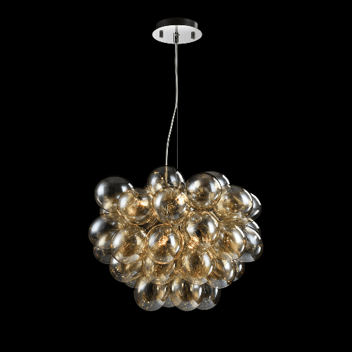 Lampadario-Contemporaneo-Baldo-Metallo-Nichel-8-Luci-Diffusori-Cognac