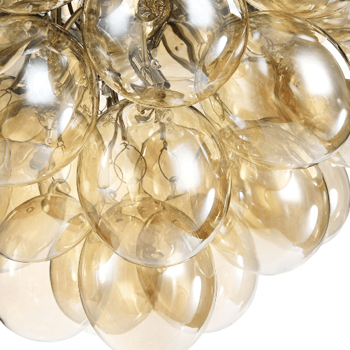 Lampadario-Contemporaneo-Baldo-Metallo-Nichel-8-Luci-Diffusori-Cognac