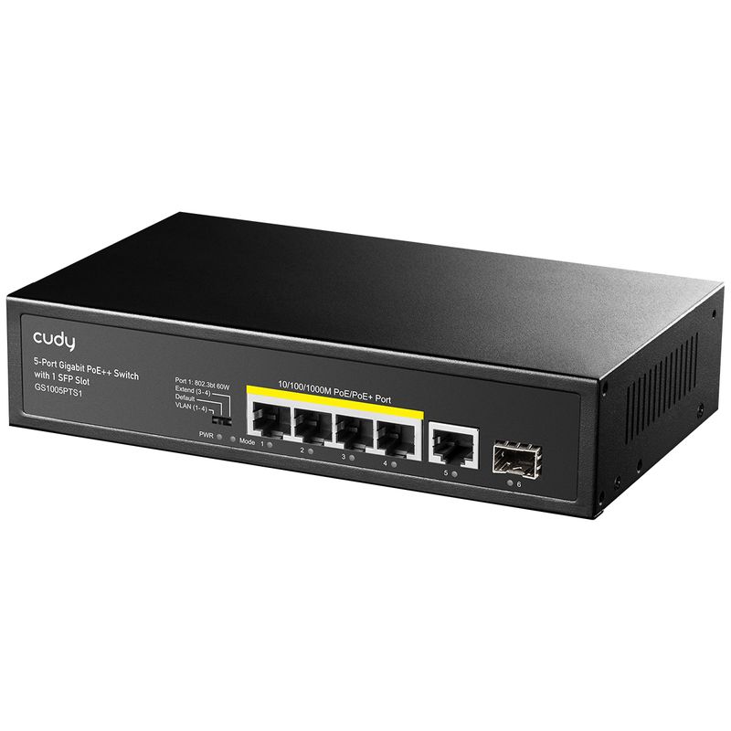 Cudy-GS1005PTS1-switch-di-rete-Gigabit-Ethernet--10-100-1000--Supporto-Power-over-Ethernet--PoE--Nero