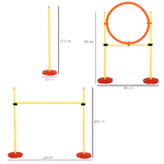 PawHut-Set-Agility-Dog-3-Esercizi--Slalom-Ostacoli-Anello-per-Addestramento-Cani-Portatile-2.5-kg-Giallo-e-Rosso