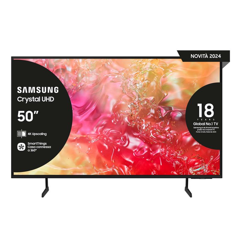 Samsung-TV-Crystal-UHD-4K-50-UE50DU7170UXZT-Smart-TV-Wi-Fi-Black-2024-Processore-Crystal-4K-4K-Upscaling-Slim-Look-Desig