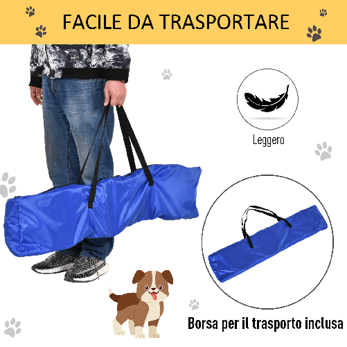 PawHut-Set-Agility-Dog-3-Esercizi--Slalom-Ostacoli-Anello-per-Addestramento-Cani-Portatile-2.5-kg-Giallo-e-Rosso