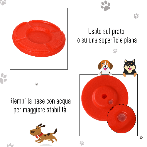 PawHut-Set-Agility-Dog-3-Esercizi--Slalom-Ostacoli-Anello-per-Addestramento-Cani-Portatile-2.5-kg-Giallo-e-Rosso