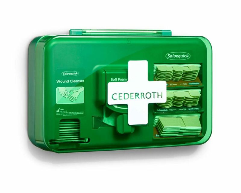 Dispenser-per-la-cura-delle-ferite-Cederroth---Include-diverse-misure-di-medicazioni-beige-salviette-per-ferite-e-bende-autoadesive