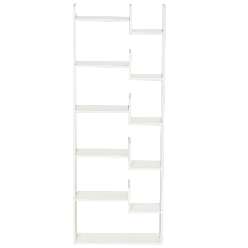 HOMCOM-Libreria-Moderna-a-6-Livelli-con-11-Scaffali-Aperti-per-Studio-e-Soggiorno-61x23x162.6-cm-Bianco