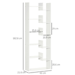 HOMCOM-Libreria-Moderna-a-6-Livelli-con-11-Scaffali-Aperti-per-Studio-e-Soggiorno-61x23x162.6-cm-Bianco