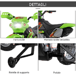 HOMCOM-Moto-Cross-Elettrica-con-Rotelle-Verde-per-Bambini-3-anni-e-piu-Batteria-6V-Velocita-2.5km-h-102-x-53-x-66cm