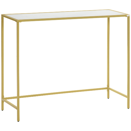 HOMCOM-Mobile-Consolle-da-Ingresso-in-Acciaio-e-Vetro-Temperato-100x35.5x80cm-Bianco-e-Oro