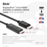 Club3D-Cavo-Displayport-1.4-To-Hdmi-4K144Hz-Or-8K60Hz-Hdr10-3M-M-M