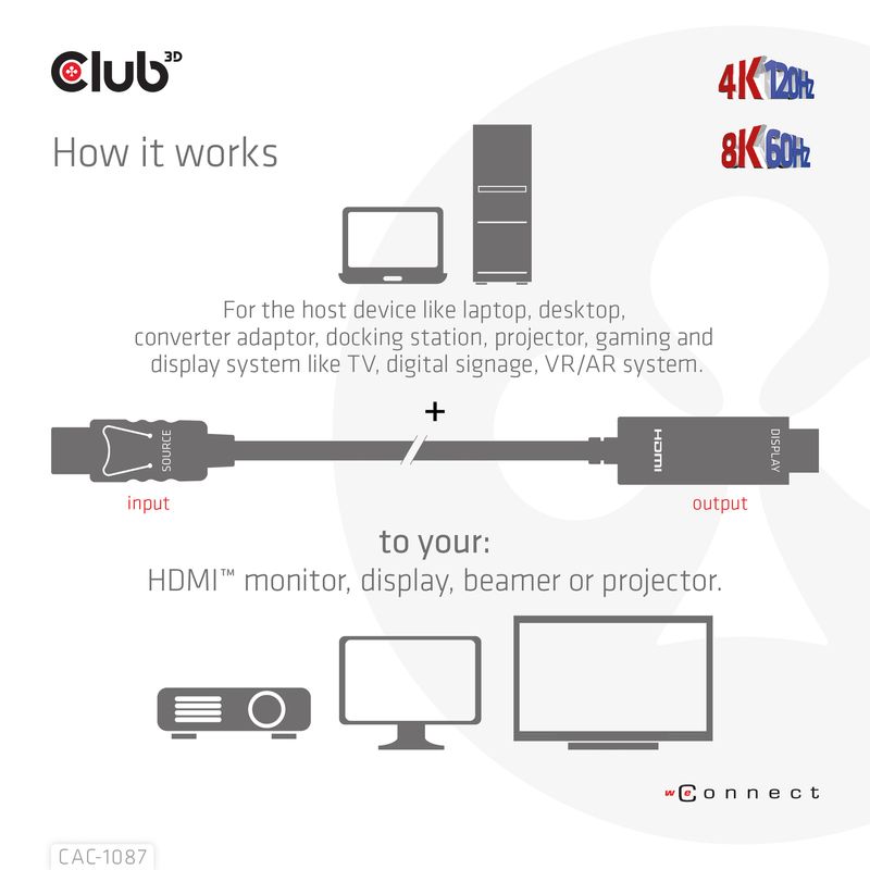 Club3D-Cavo-Displayport-1.4-To-Hdmi-4K144Hz-Or-8K60Hz-Hdr10-3M-M-M