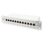 Digitus Pannello patch CAT 6A, schermato, 12 porte , 1U, 10", grigio