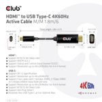 Club3D-Cavo-Hdmi-2.0-To-Usb-C-4K-60Hz-18M-6Ft-M-M