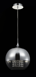 Lampadario-Contemporaneo-Fermi-Metallo-Nichel-1-Luce-Diffusori-Vetro-Trasparente