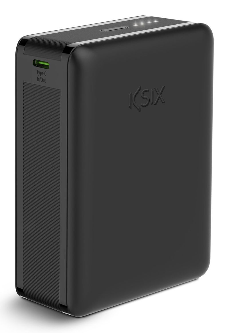 Ksix-Powerbank-Nano-20.000-mAh---Formato-tascabile---Power-Delivery---225-W---Cavo-da-USB-C-a-USB-C---Ricarica-simultanea---Colore-Nero