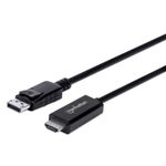 Manhattan 153218 cavo e adattatore video 3 m DisplayPort HDMI Nero (DISPLAYPORT TO HDMI CABLE 3M- - 4K/60HZ MALE/MALE BL