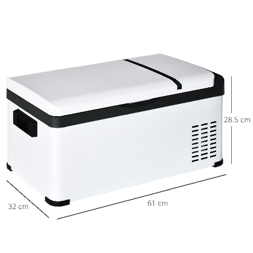 Outsunny-Frigo-Portatile-Elettrico-20L-da-12-Volt-con-Maniglia-e-Schermo-LCD-61x32x28.5cm-Bianco