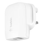 Belkin WCB007myWH Smartphone Tablet Bianco AC Ricarica rapida Interno (37W USBC 12W USBA DUAL WALL CHARGR)