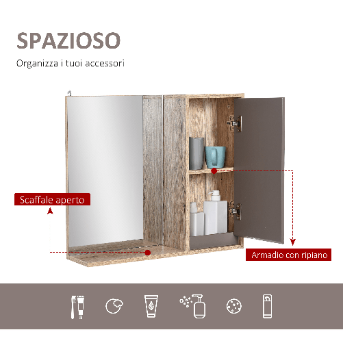 HOMCOM-Armadietto-Pensile-per-il-Bagno-con-Mensola-e-2-Ripiani-Installazione-a-Parete-Grigio-e-Rovere-57-x-14.2-x-49.2cm