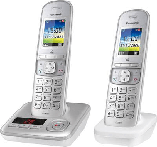 Telefono-fisso-DECT-cordless-Panasonic-KX-TGH722G-AB-2x-ricevitori-argento