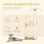 PawHut-Albero-Tiragraffi-per-Gatti-max-5kg-con-Amaca-Palline-da-Gioco-e-Pali-in-Sisal-53.5x53.5x90-cm-Beige