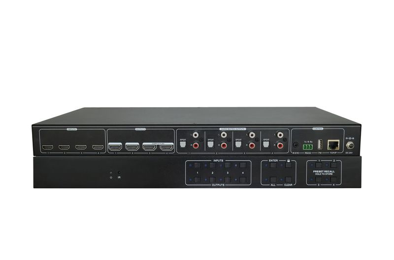 Vivolink-VLHDMIMAT4X4-interruttore-a-matrice-Commutatore-a-matrice-AV-14-W--HDMI-2.0-4x4-Matrix-switcher---w-GUI-and-RS2