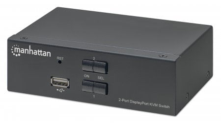 Manhattan-153546-switch-per-keyboard-video-mouse-kvm-Nero--Displayport-1.2-Kvm-Switch---2-Port-4K60Hz-Usb-A-3.5Mm---Audi