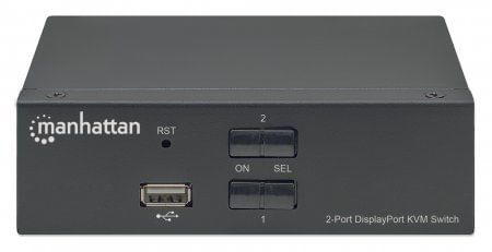 Manhattan-153546-switch-per-keyboard-video-mouse-kvm-Nero--Displayport-1.2-Kvm-Switch---2-Port-4K60Hz-Usb-A-3.5Mm---Audi