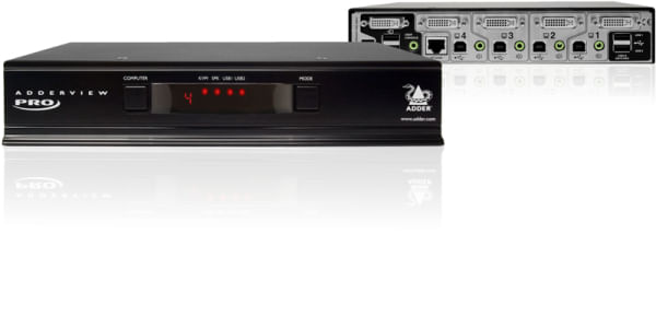 ADDER-AV4PRO-DVI-switch-per-keyboard-video-mouse-kvm-Montaggio-rack-Nero--Pro-4-port---USB-2.0-DVI---and-audio-KVM-switc