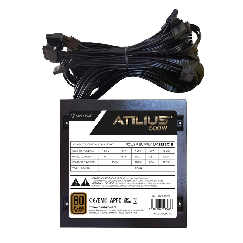 UNYKAch-ATX-Atilius-2.0-Black-500W-80--Bronze-alimentatore-per-computer-20-4-pin-ATX-Nero