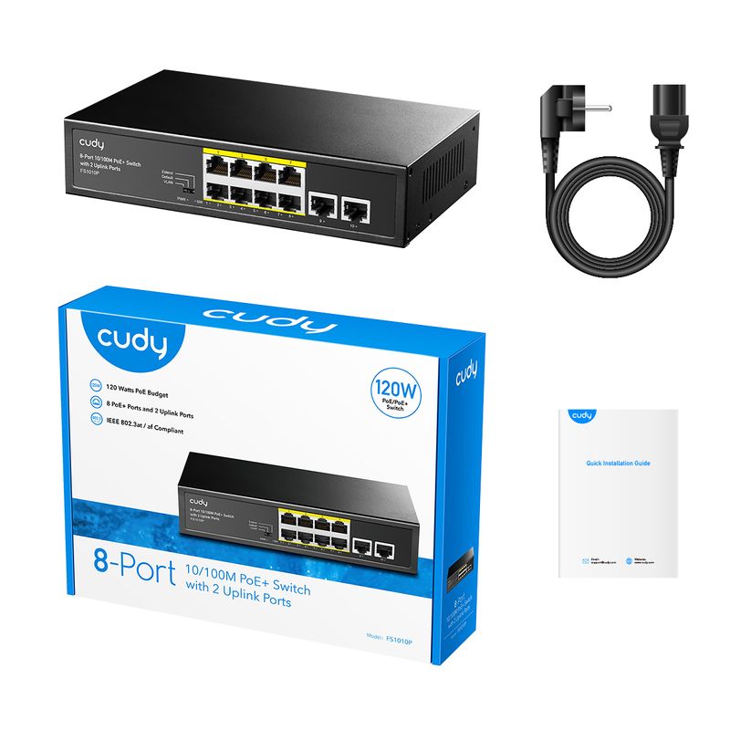 Cudy-FS1010P-switch-di-rete-Fast-Ethernet--10-100--Supporto-Power-over-Ethernet--PoE--Nero