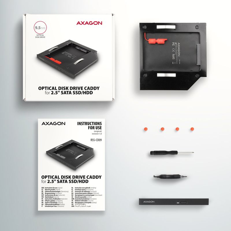 AXAGON-RSS-CD09-2.5-SSD-HDD-9.5mm-Optical-Drive-Adapter