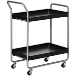 HOMCOM Carrello Portavivande a 2 Livelli con Maniglie e Ruote girevoli, in Metallo, 63x40.4x83.5 cm