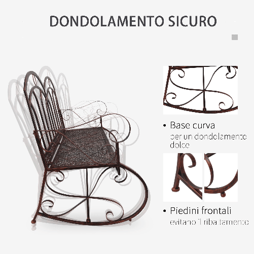 Outsunny-Panchina-a-Dondolo-da-Esterno-in-Metallo-Dondolo-a-2-Posti-da-Balcone-con-Braccioli-104x75x95.5cm-Colore-Bronzo