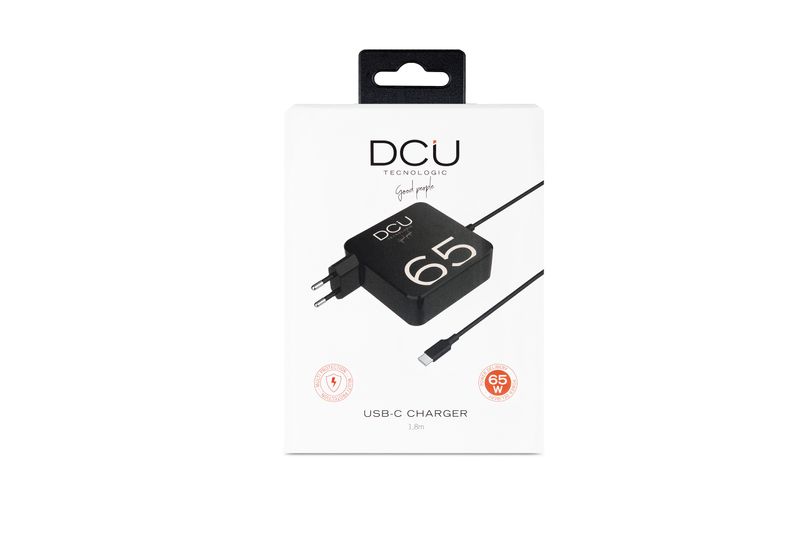 Caricabatterie-USB-C-DCU-Tecnologic-Cavo-lungo-da-65-W---Ricarica-rapida-ed-efficiente---Colore-nero