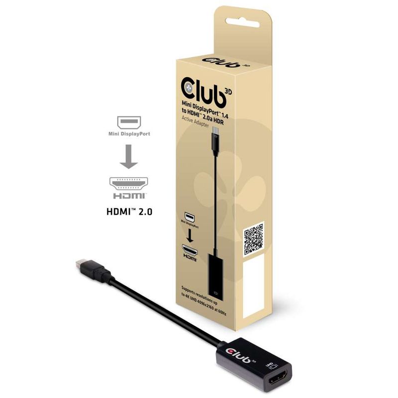 Club3D-Adattatore-Mini-Displyport-1.4-Maschio-To-Hdmi-2.0-Femmina---Supporto-Hdr